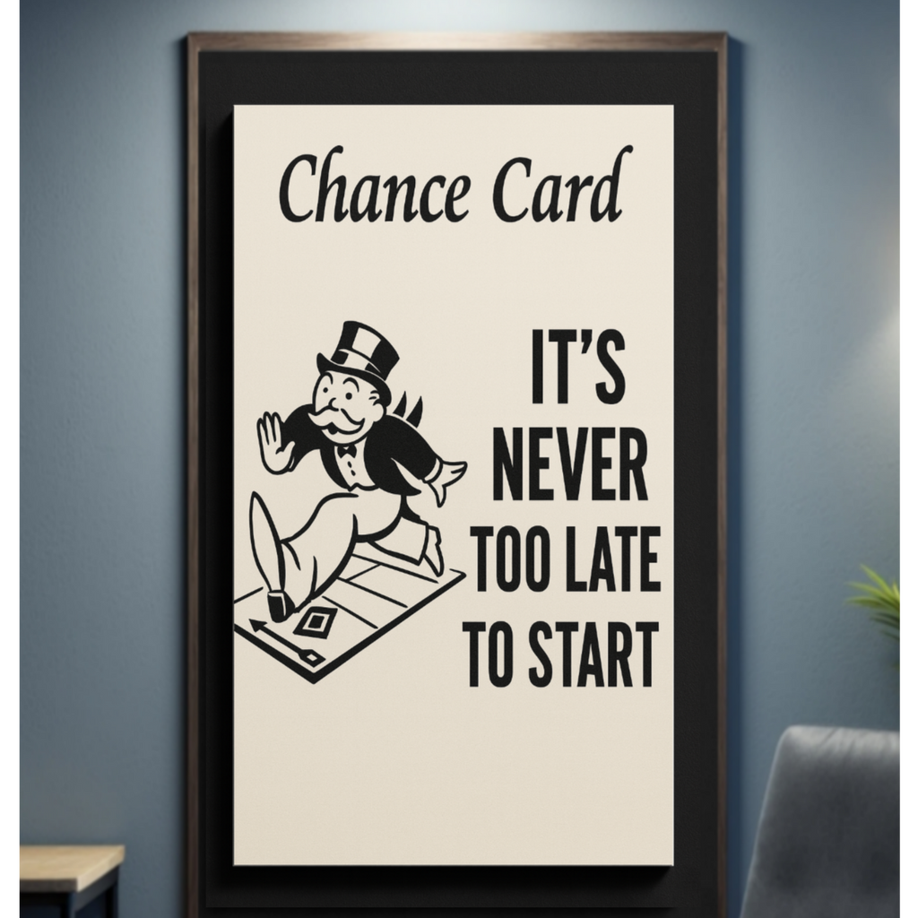 It's Never Too Late to Start Motivational Poster – Inspirational Wall Art | 13x19 Laminated Print