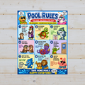 Kids Pool Rules Sign 13x19 Laminated Pool Safety Poster Cartoon Swimming Rules Decor Backyard Family Pool Wall Art
