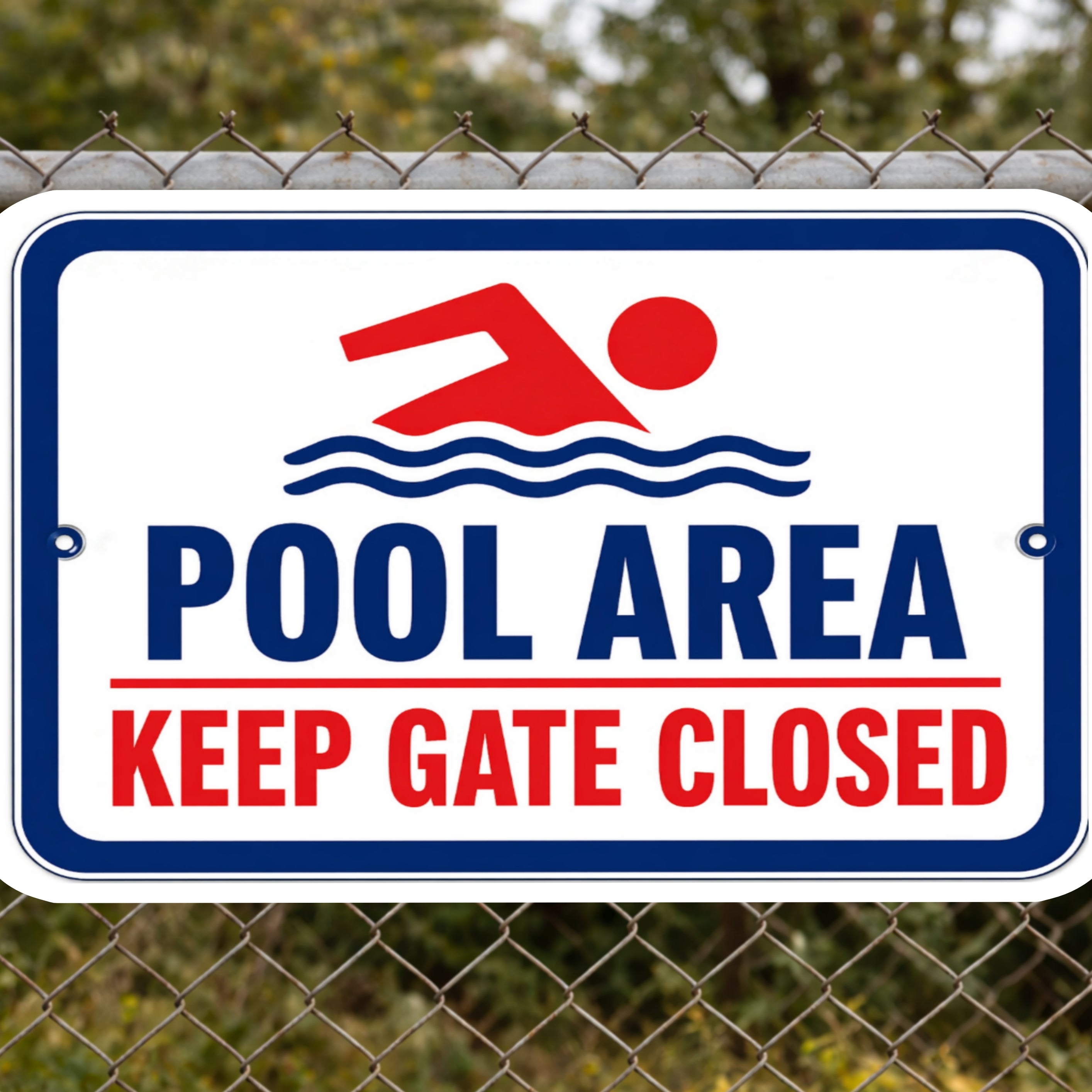 Pool Area Keep Gate Closed Sign 13x19 Laminated Pool Safety Decor Backyard Pool Warning Sign