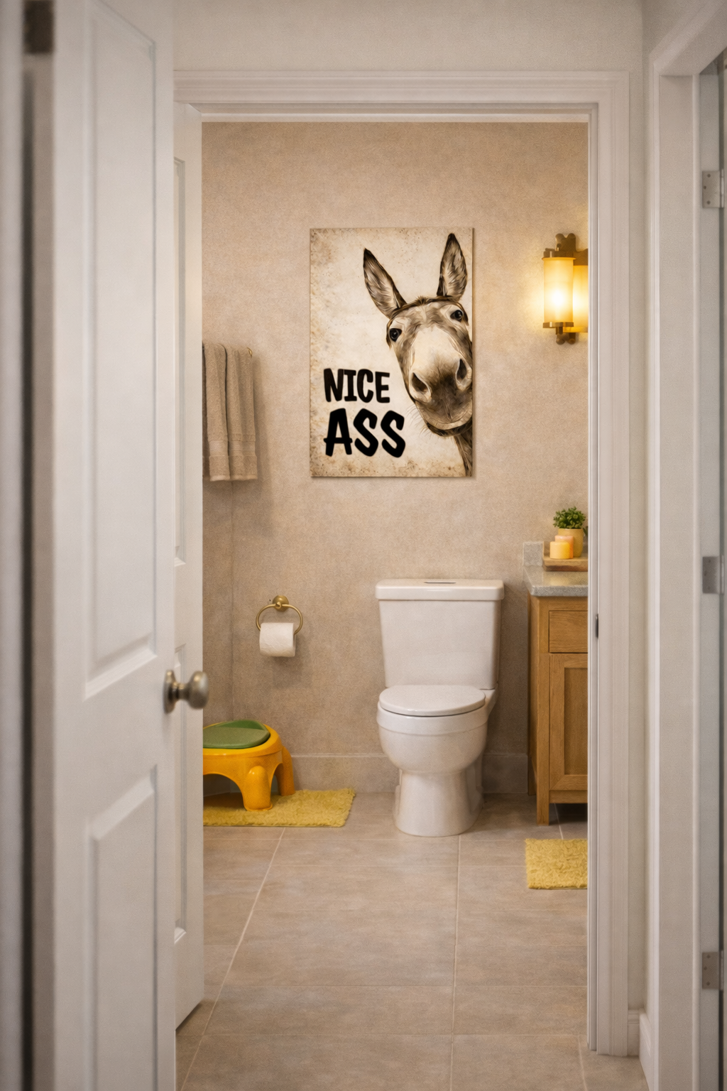 Funny Donkey Sign Nice Ass Humor Wall Art 13x19 Laminated Funny Animal Poster Rustic Home Decor
