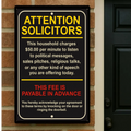 Attention Solicitors Sign – $50 Per Minute Fee Warning | Funny No Soliciting Door Sign 13x19in Laminated or Framed
