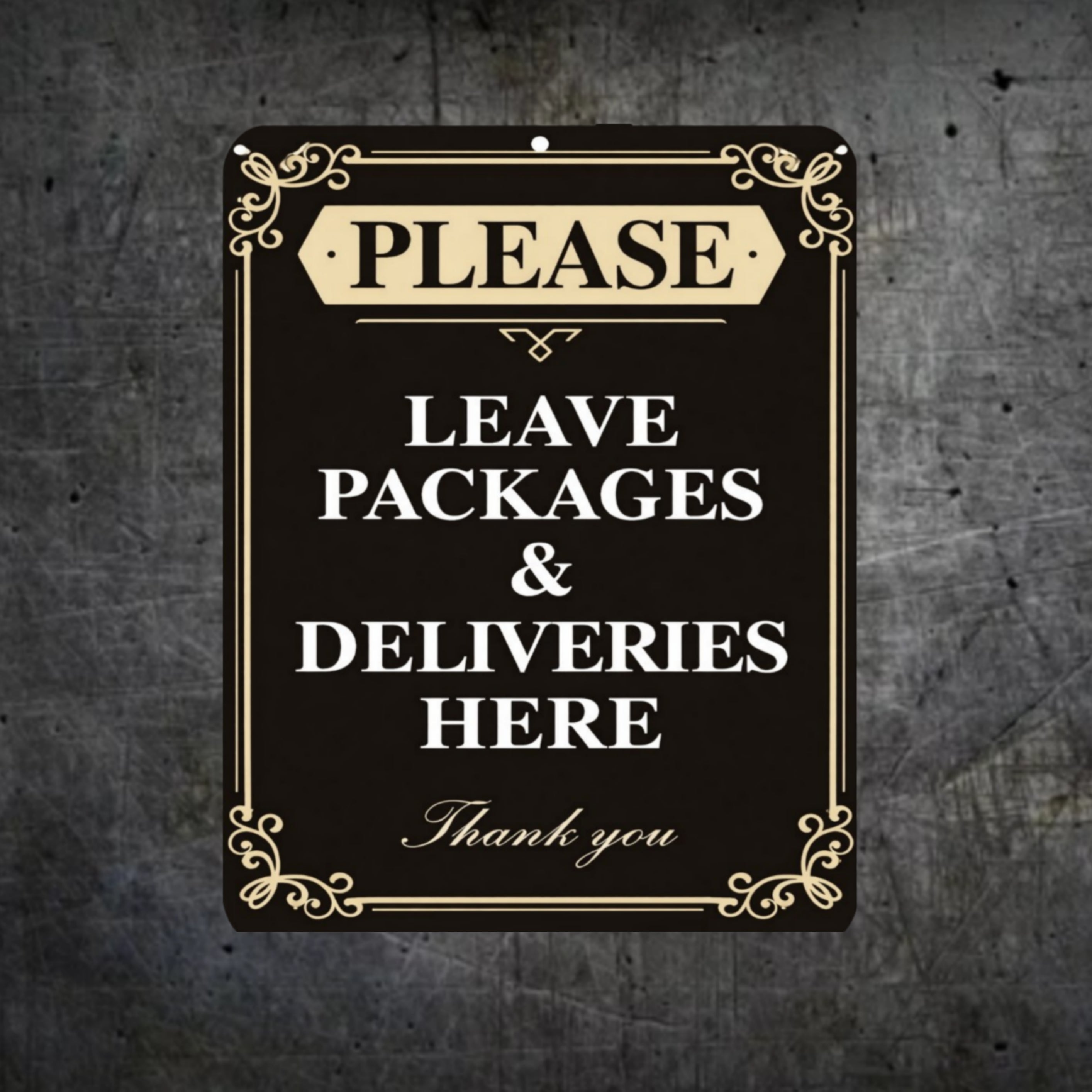 Please Leave Packages Here Sign – Elegant Delivery Sign for Front Door, Package Drop Off Sign, Laminated Outdoor Door Sign 13x19
