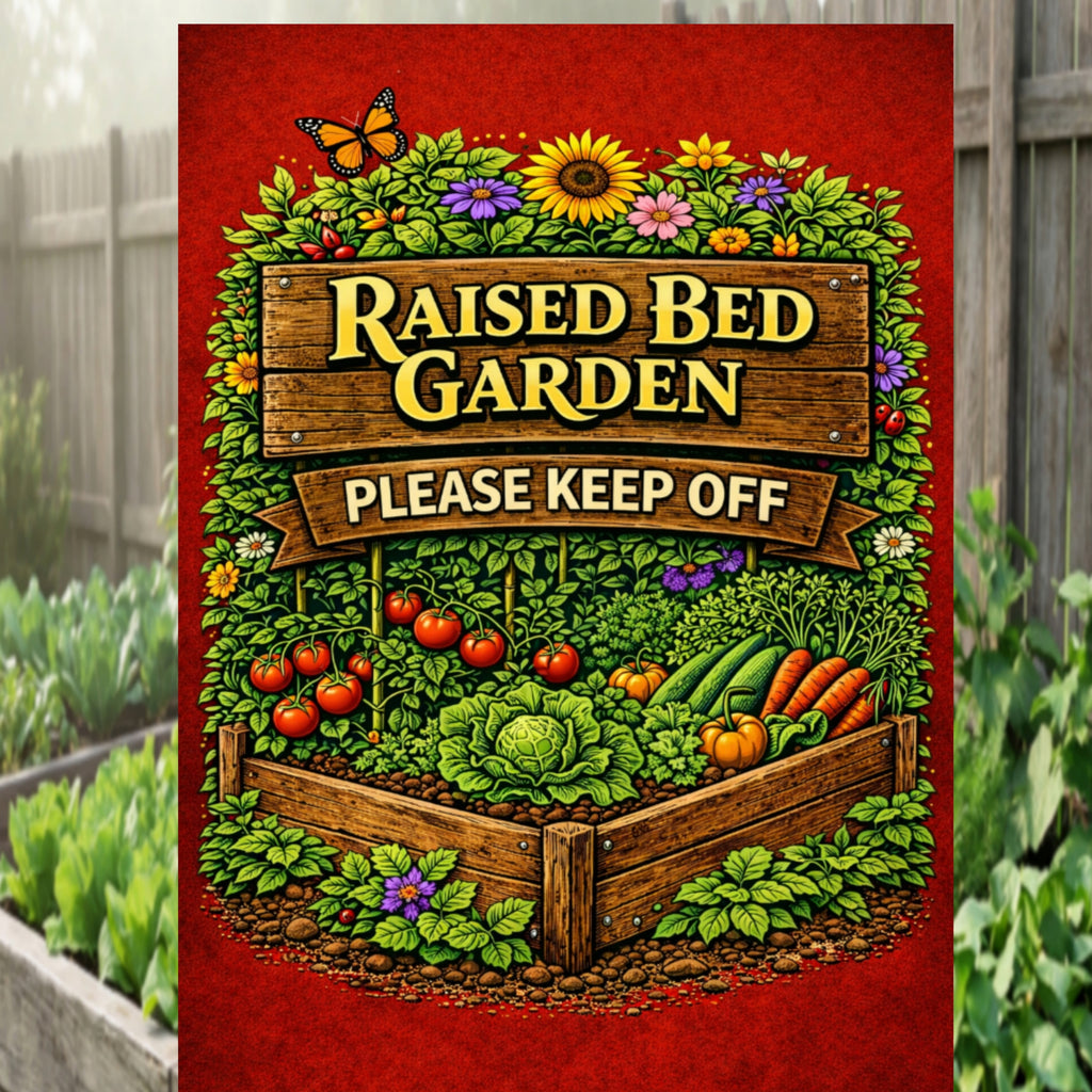 Raised Bed Garden Sign Please Keep Off Garden Decor 13x19 Laminated Outdoor Garden Sign Vegetable Garden Protection