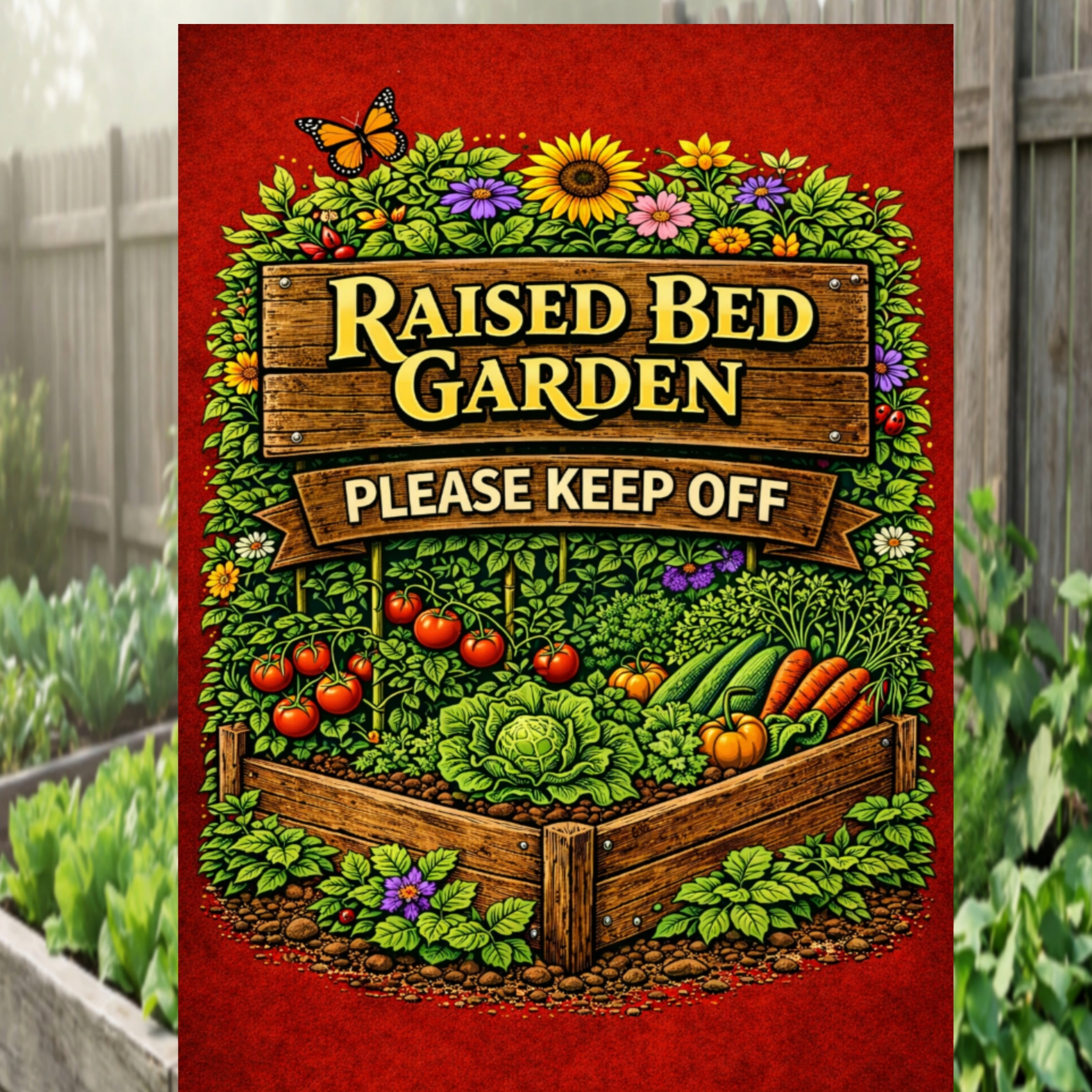 Raised Bed Garden Sign Please Keep Off Garden Decor 13x19 Laminated Outdoor Garden Sign Vegetable Garden Protection