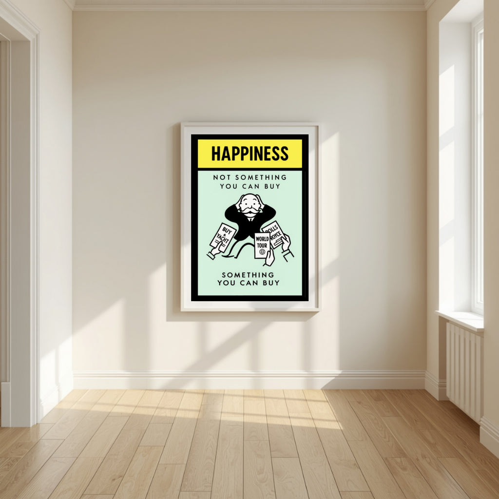 Monopoly Happiness LAMINATED PRINT – Not Something You Can Buy | Motivational Mindset Wall Art 13x19in
