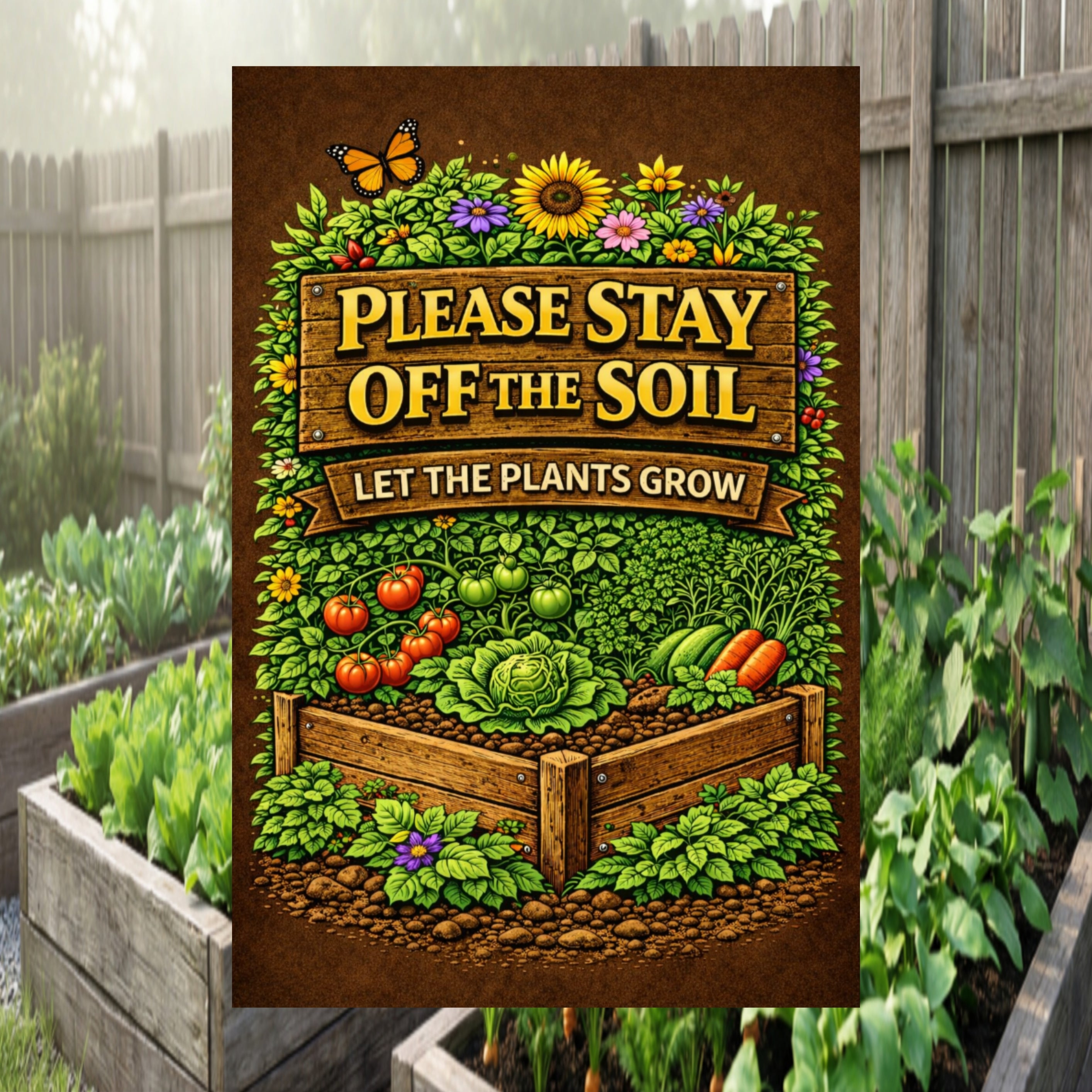Stay Off The Soil Garden Sign Protect Plants Yard Sign 13x19 Laminated Outdoor Garden Decor Vegetable Garden Warning