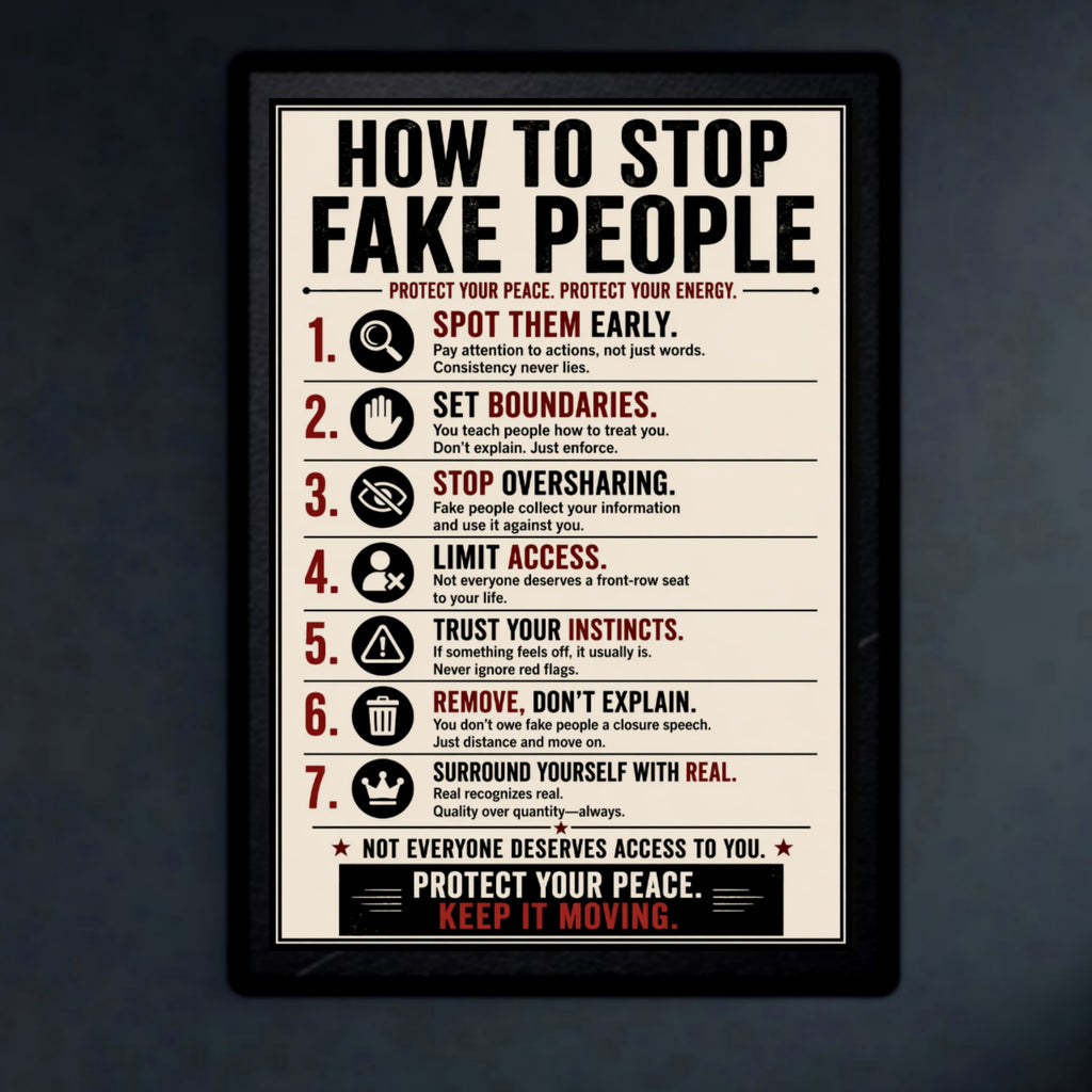 How To Stop Fake People Sign 13x19 Laminated Motivational Poster Protect Your Peace Wall Art Self Growth Mindset Sign