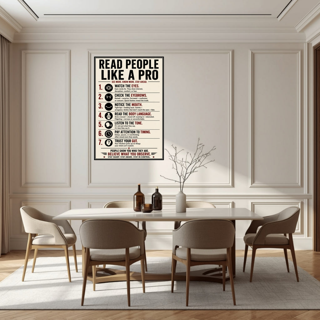 Read People Like A Pro Sign 13x19 Laminated Educational Poster Body Language Psychology Wall Art Self Awareness Mindset Sign