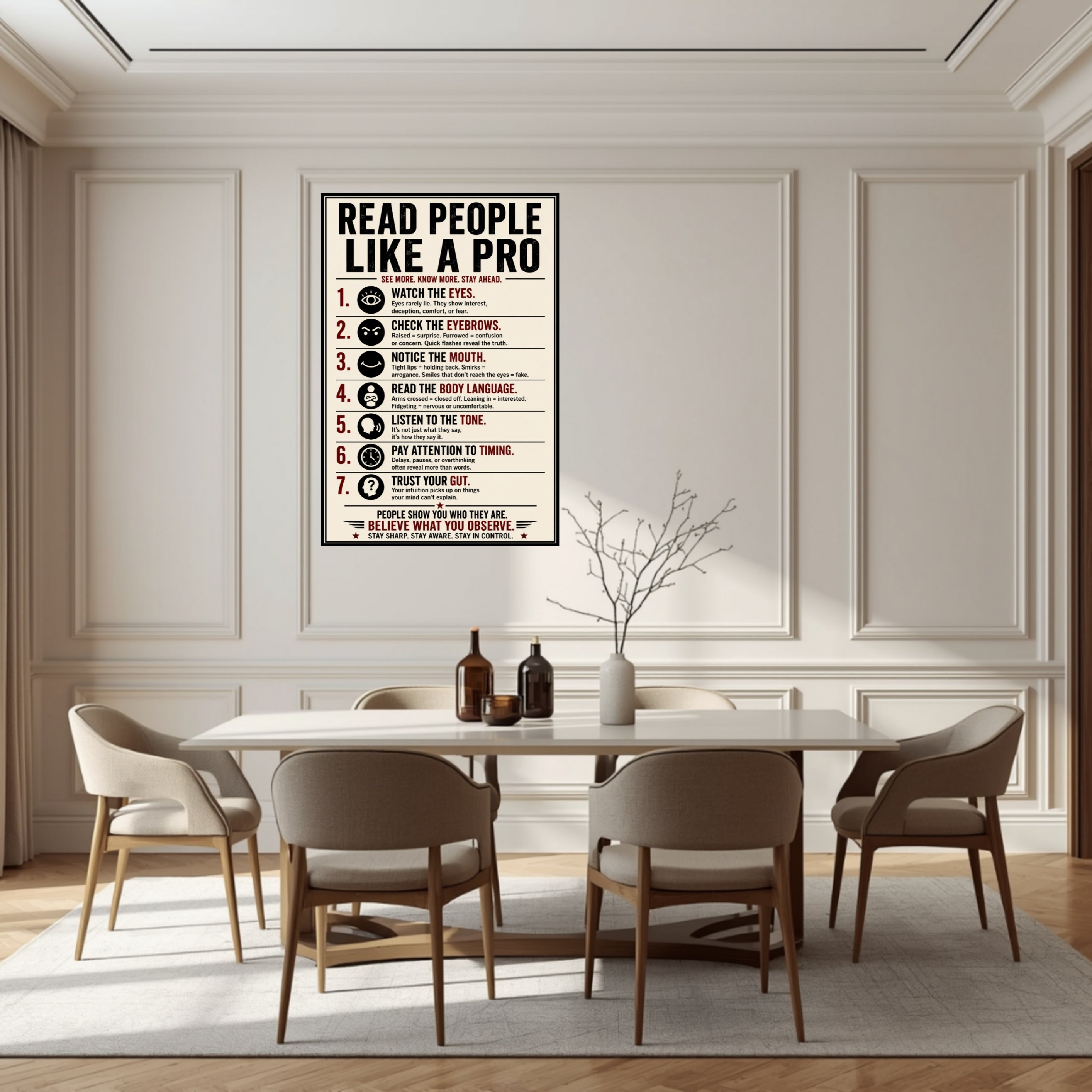 Read People Like A Pro Sign 13x19 Laminated Educational Poster Body Language Psychology Wall Art Self Awareness Mindset Sign