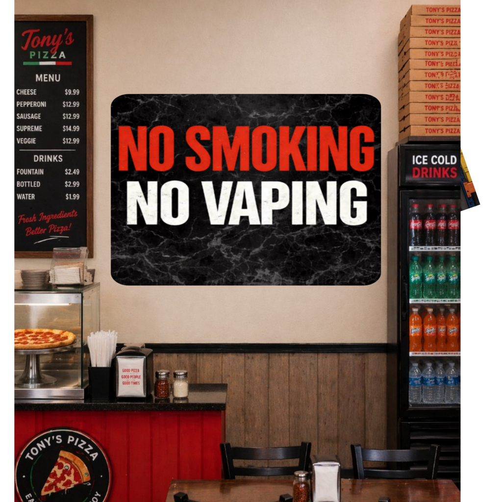 No Smoking No Vaping Sign – Modern Home No Smoking Sign, No Vape Allowed Wall Decor, Laminated Door Sign 6x9in 19x13in