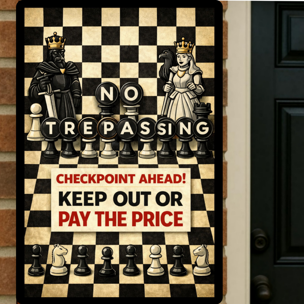 No Trespassing Chess Sign Keep Out Or Pay The Price 13x19 Laminated Warning Sign Unique Strategy Design Home Security Decor