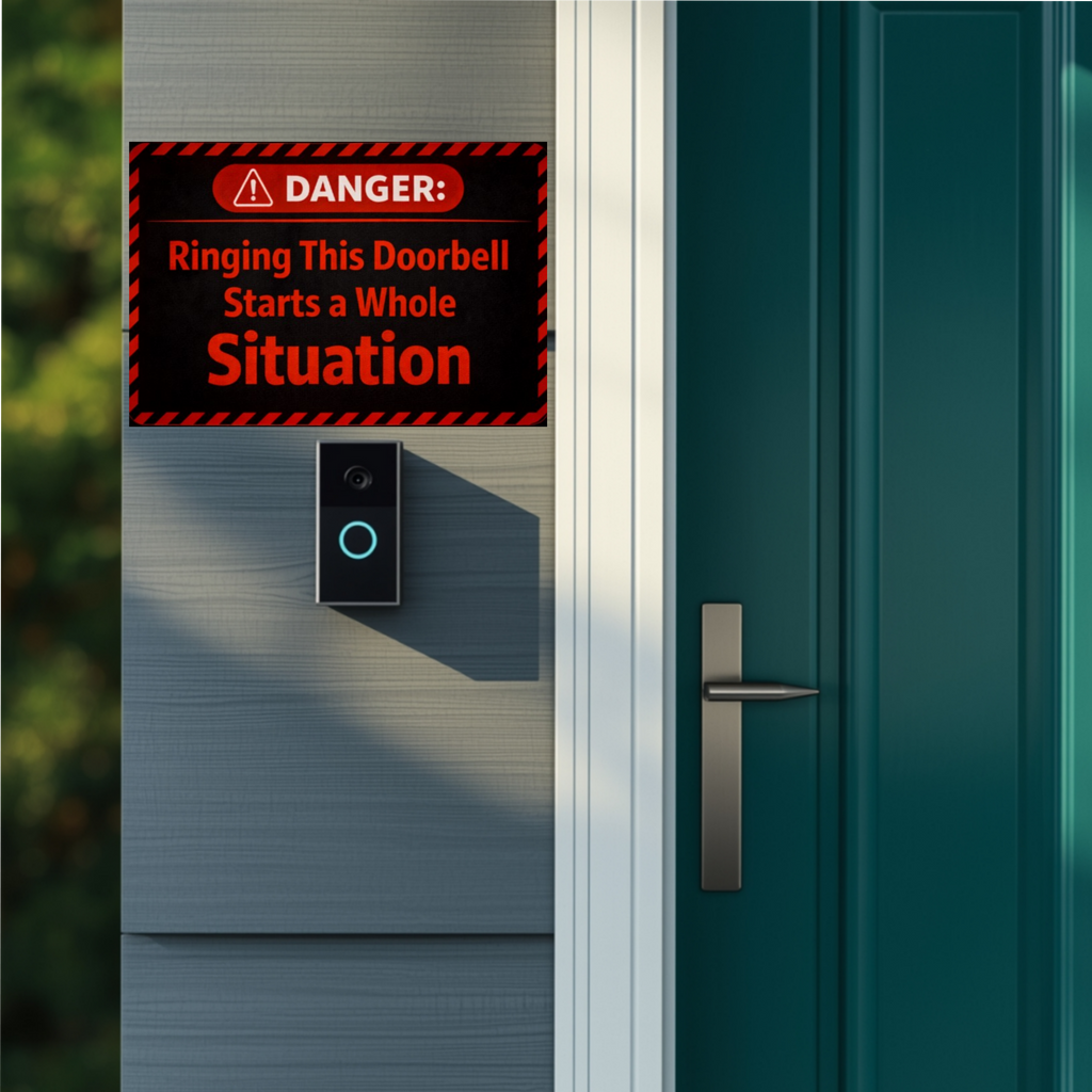 Danger Ringing This Doorbell Starts A Whole Situation Funny Warning Door Sign Bold Home Decor 5x9in