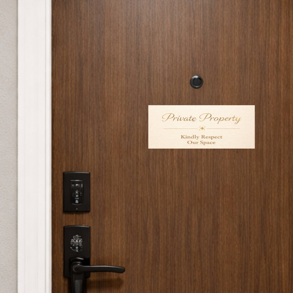 Private Property Sign – Kindly Respect Our Space | Elegant Home Sign | Minimalist Door Decor | Laminated & Durable