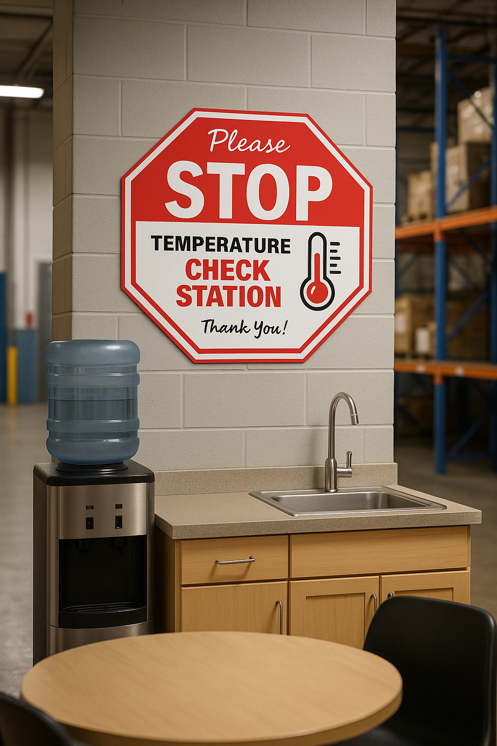 Please Stop Temperature Check Station Sign – Safety Screening Sign | Workplace or Business Entry Notice