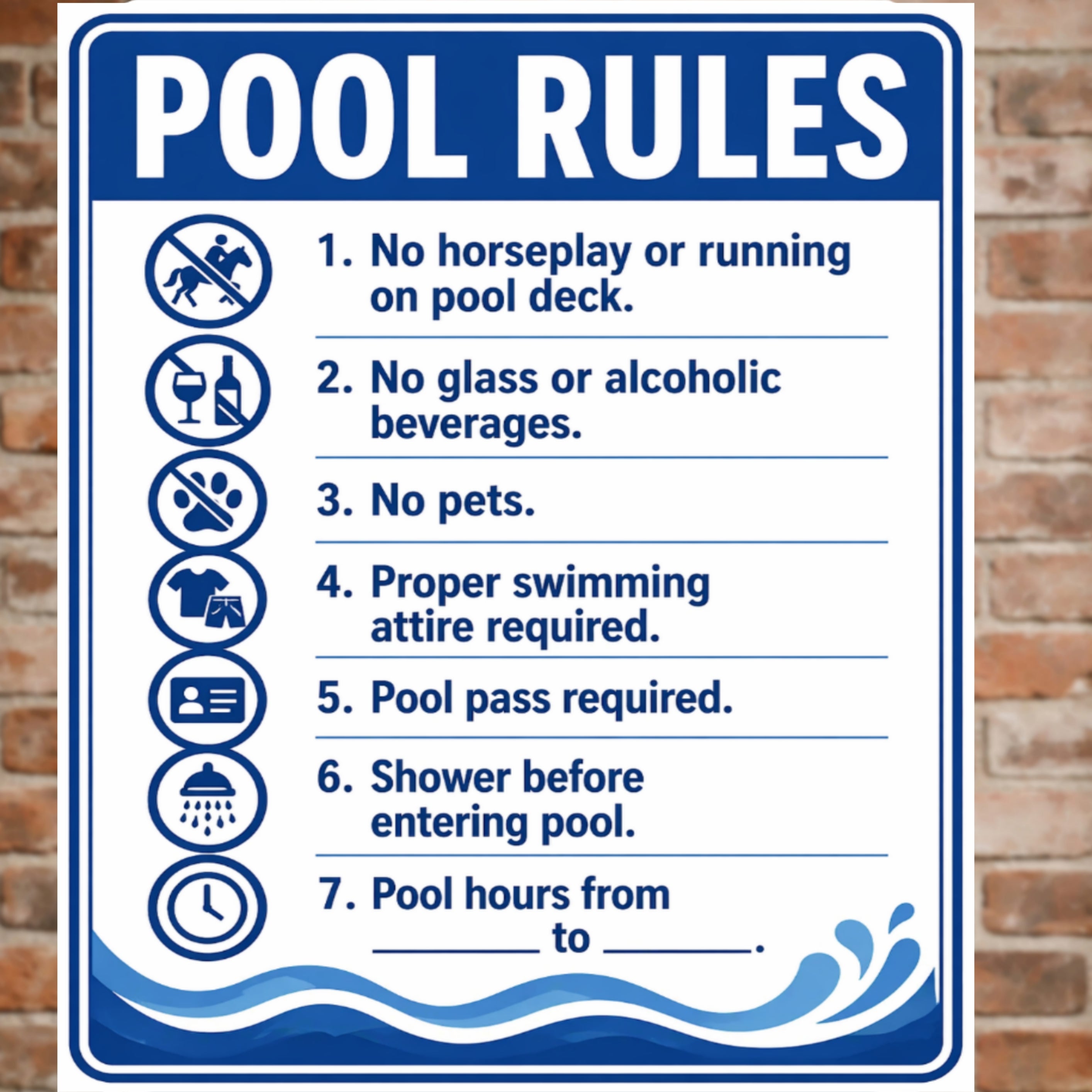 Pool Rules Sign | 13x19 Laminated Custom Pool Safety Sign | Backyard Pool Decor for Airbnb, HOA & Home