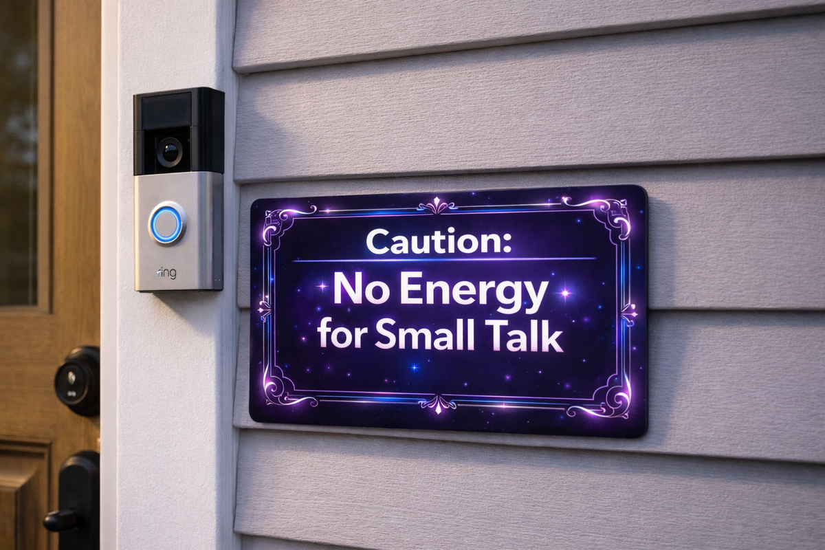 Caution No Energy For Small Talk Sign Funny Introvert Door Sign Modern Home Decor Statement Piece 5x9in