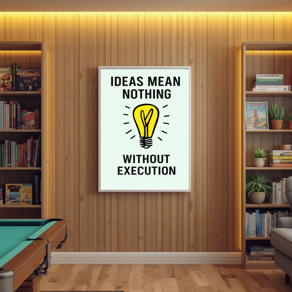 Ideas Mean Nothing Without Execution Monopoly Laminated or Framed Print – Entrepreneur Motivation Wall Art 13x19in