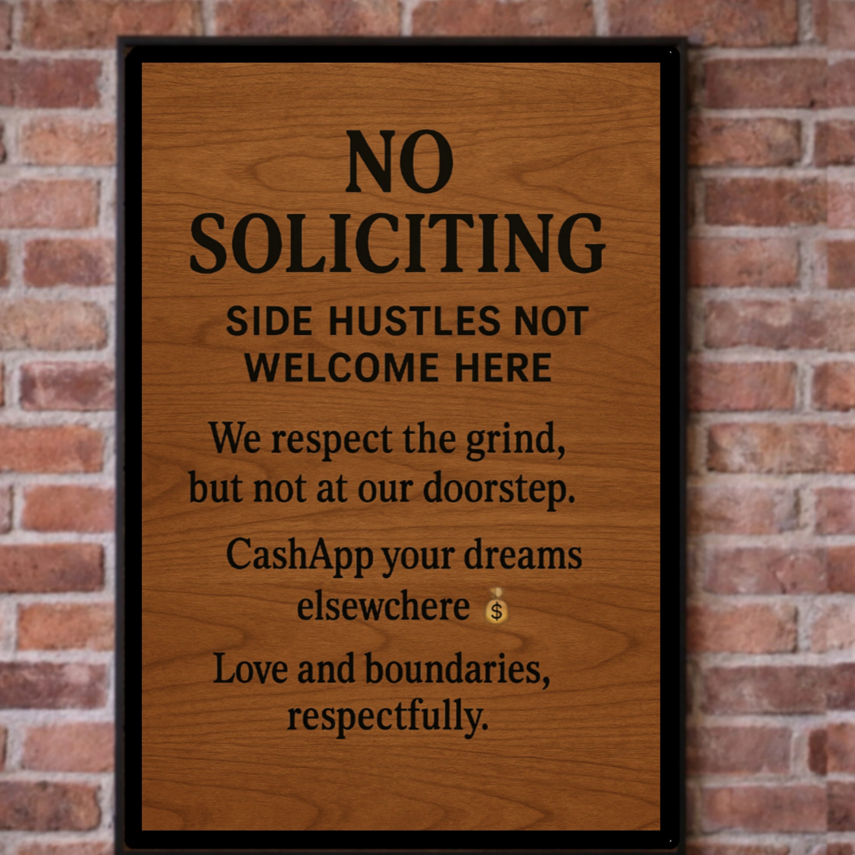 No Soliciting Side Hustles Sign – Funny Front Door Warning Sign | Home Privacy Decor 13x19in Laminated Print