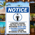 Pool Shower Notice Sign | 13x19 Laminated Swimming Pool Hygiene & Safety Wall Sign