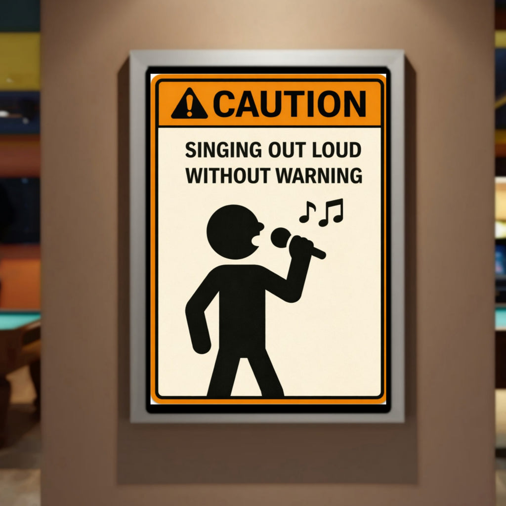 Singing Out Loud Without Warning Funny Caution Sign 13x19 Laminated Print Music Lover Humor Wall Art Funny Decor Gift