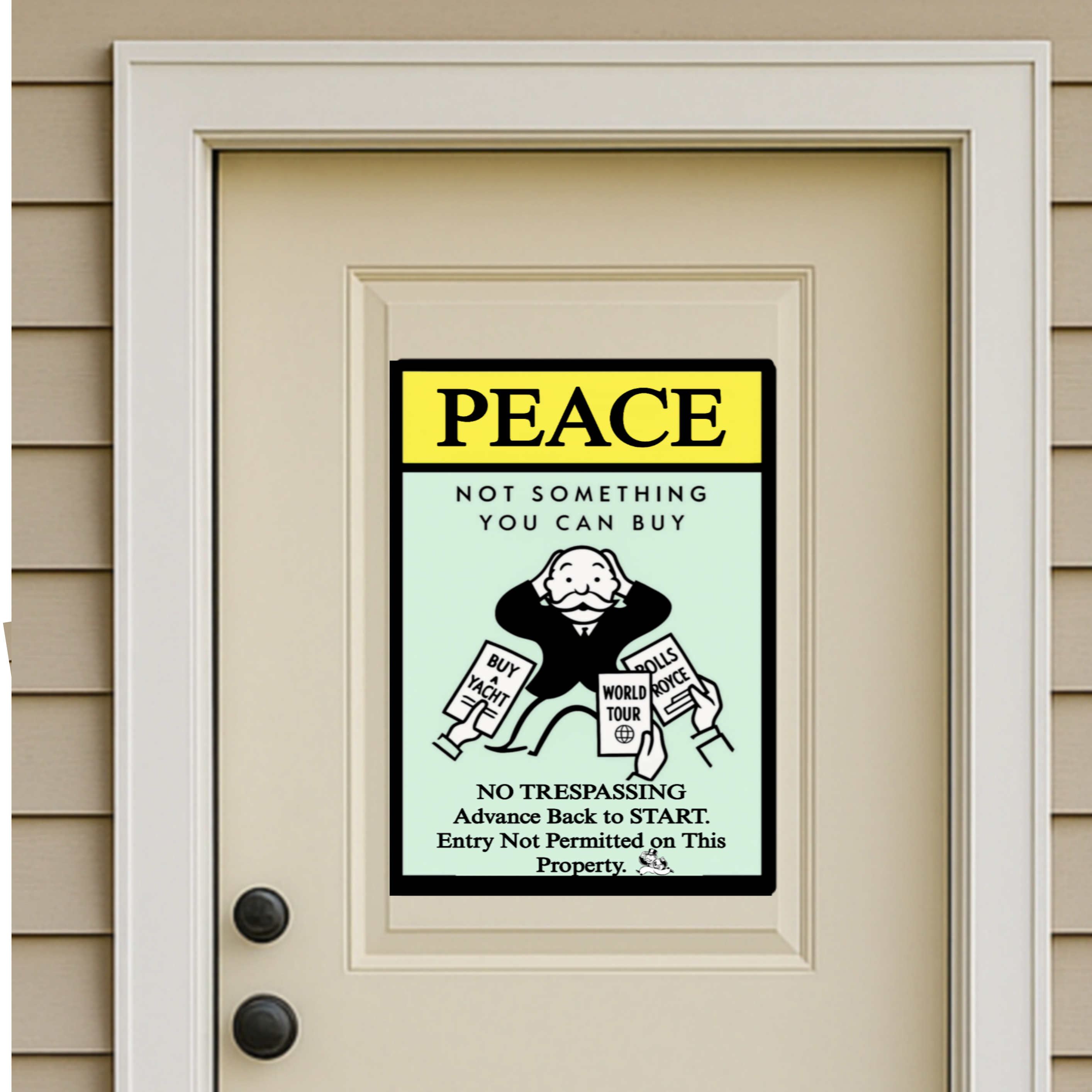 Peace Not Something You Can Buy Sign – Laminated No Trespassing Sign | Wealth Humor Property Sign | Front Door Warning Decor 13x