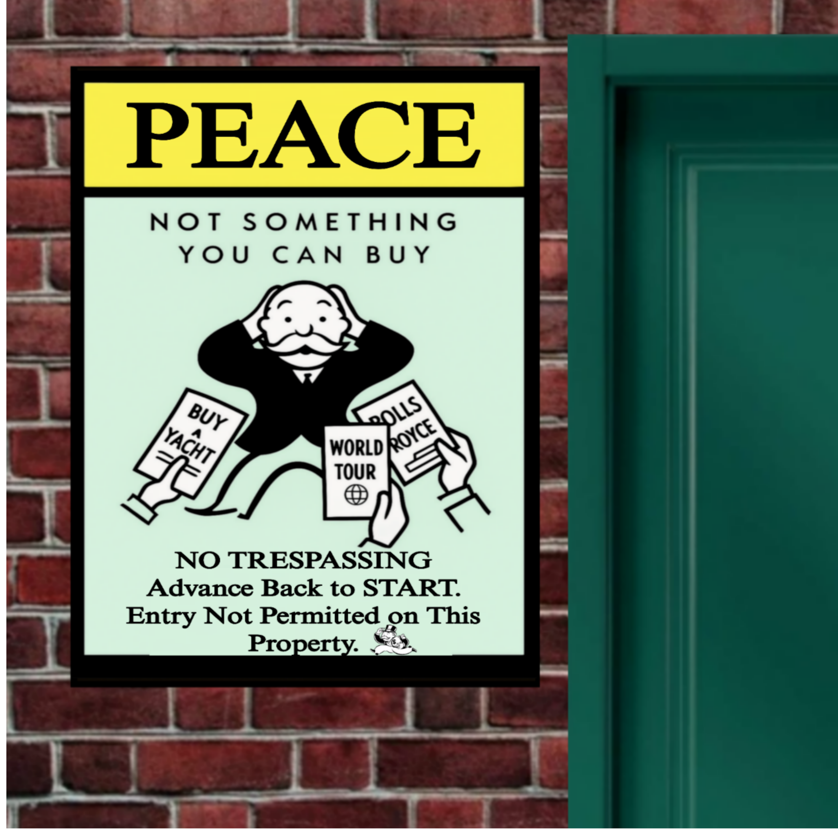 Peace Not Something You Can Buy Sign – Laminated No Trespassing Sign | Wealth Humor Property Sign | Front Door Warning Decor 13x