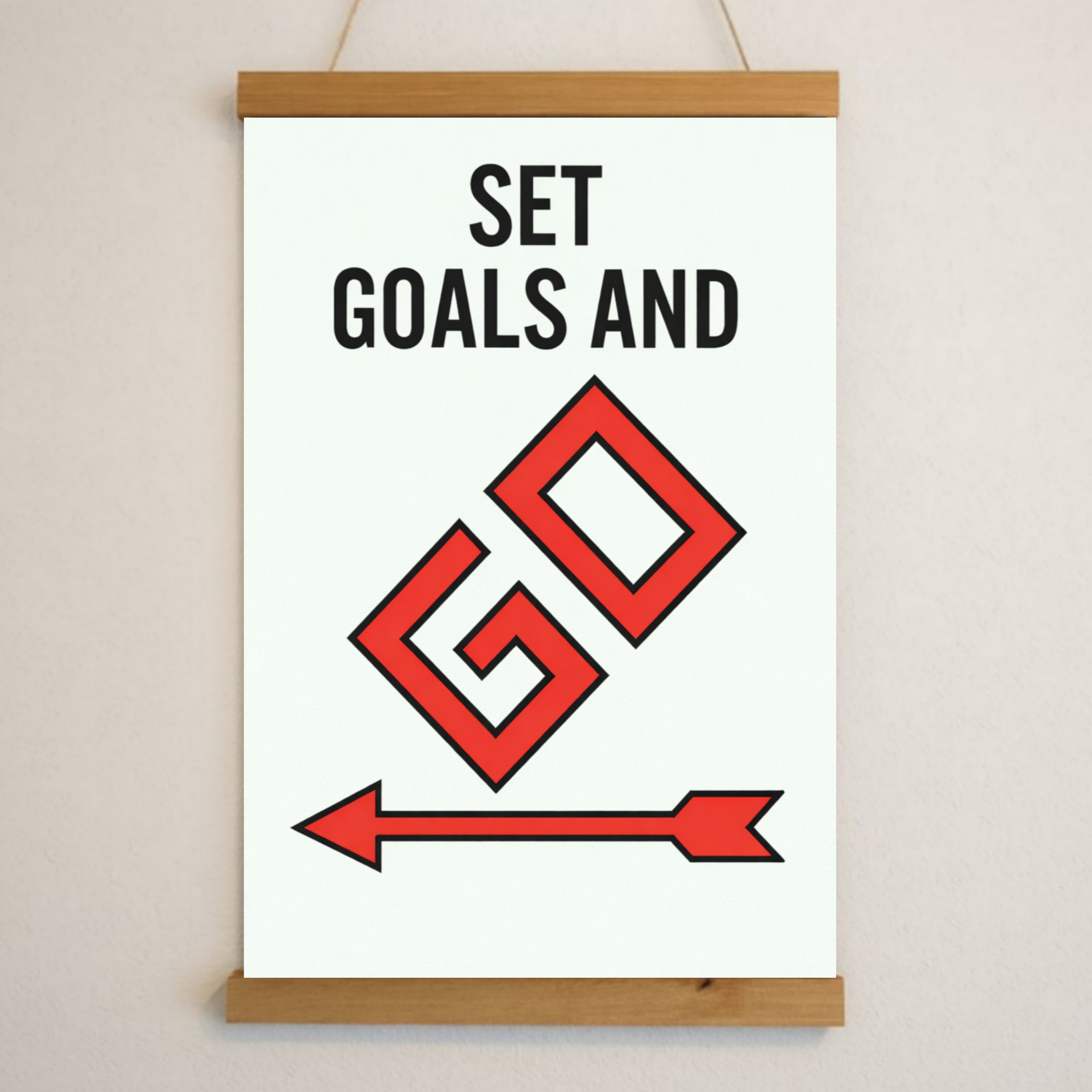 Set Goals and Go Motivational Monopoly Laminated or Framed Print – Success Mindset Wall Art for Entrepreneurs