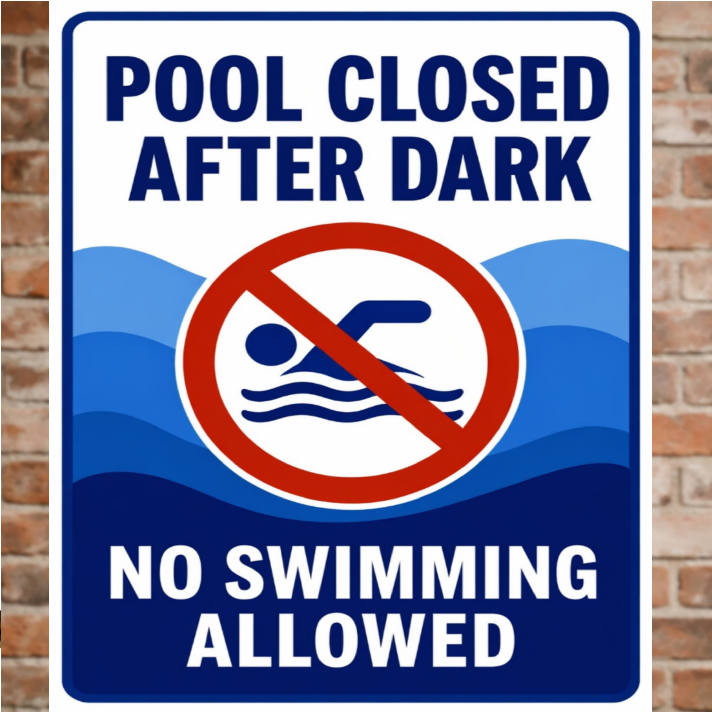 Pool Closed After Dark No Swimming Allowed Sign 13x19 Laminated Pool Rules Decor Backyard Pool Safety Sign