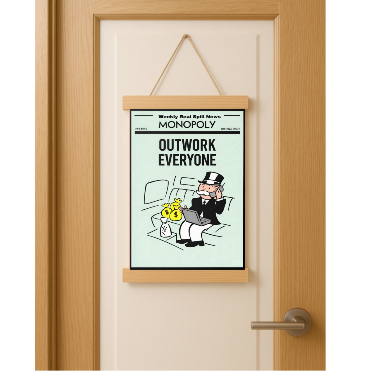 Outwork Everyone Monopoly Style Motivational Poster – 13x19 Laminated Hustle Wall Art