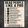 Read People Like A Pro Sign 13x19 Laminated Educational Poster Body Language Psychology Wall Art Self Awareness Mindset Sign