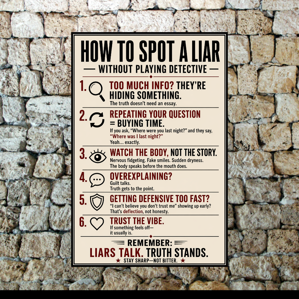 How To Spot A Liar Sign 13x19 Laminated Educational Poster Body Language Truth Detection Psychology Wall Art Mindset Sign