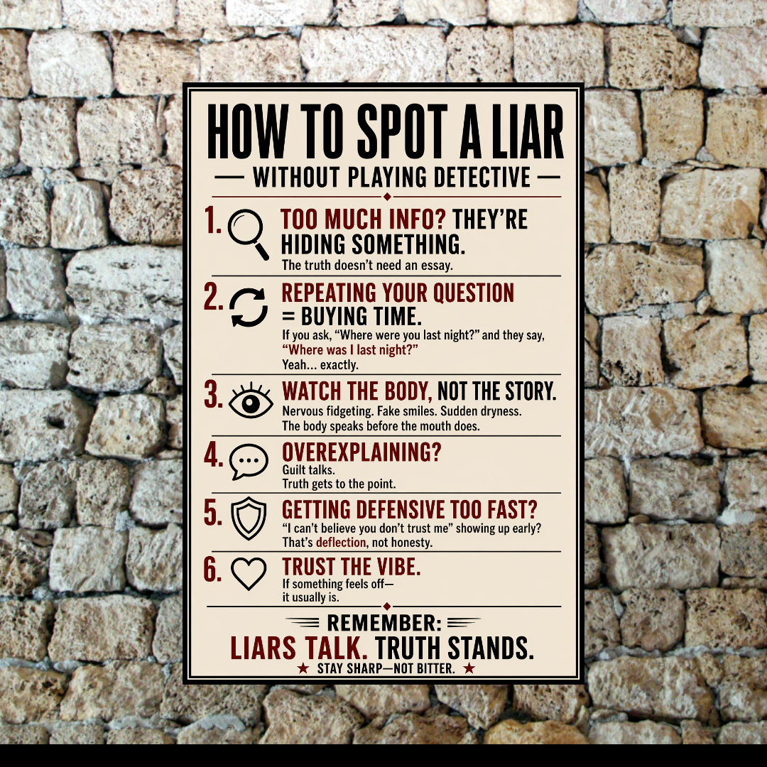 How To Spot A Liar Sign 13x19 Laminated Educational Poster Body Language Truth Detection Psychology Wall Art Mindset Sign