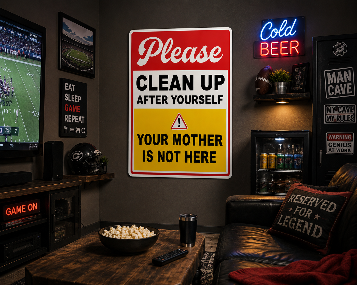 Funny Bathroom Sign Laminated 13x19 | Please Clean Up After Yourself Sign | Restroom Wall Decor | Funny House Rules Sign