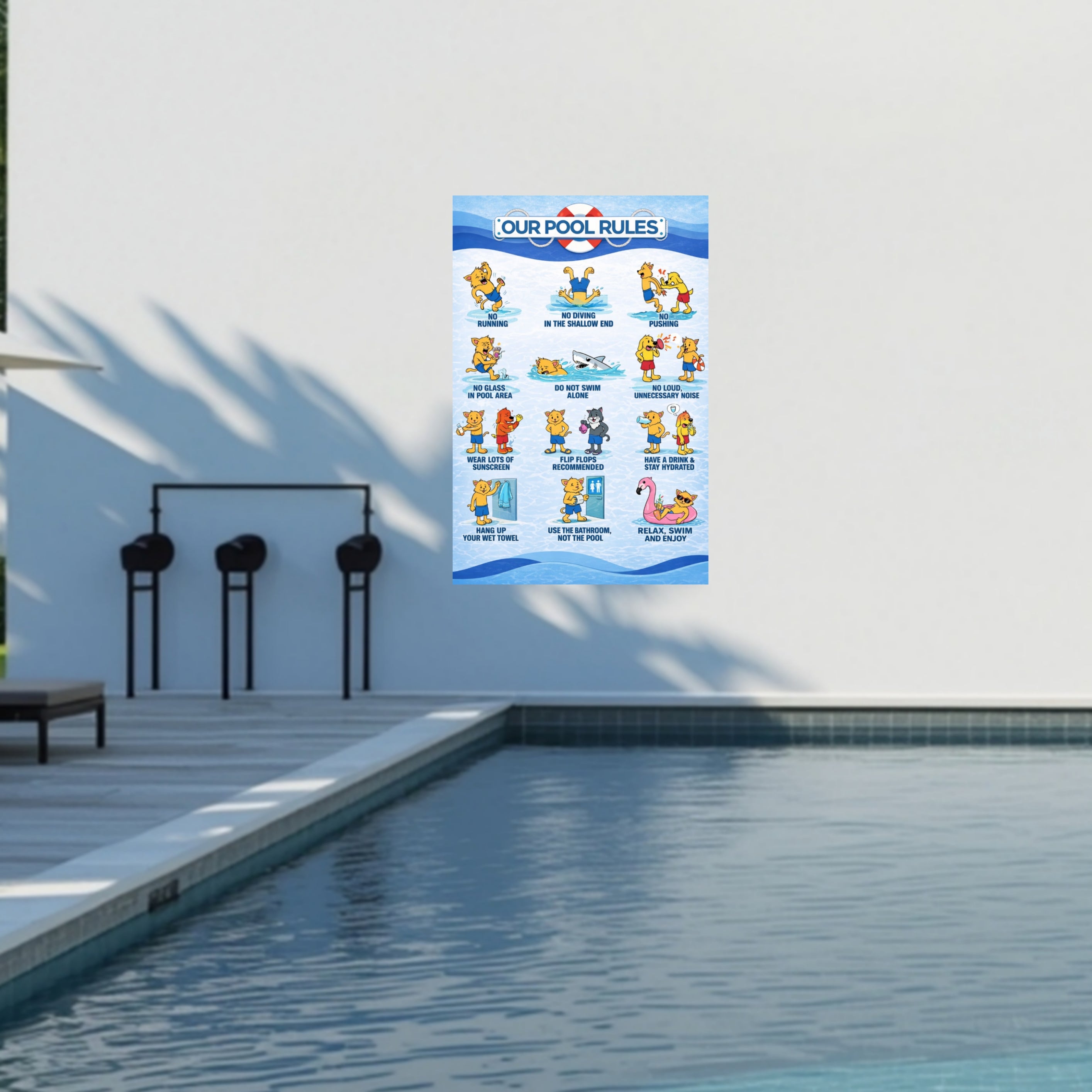 Pool Rules Sign 13x19 Laminated Funny Pool Safety Poster Kids Pool Rules Sign Backyard Pool Decor Family Pool Sign