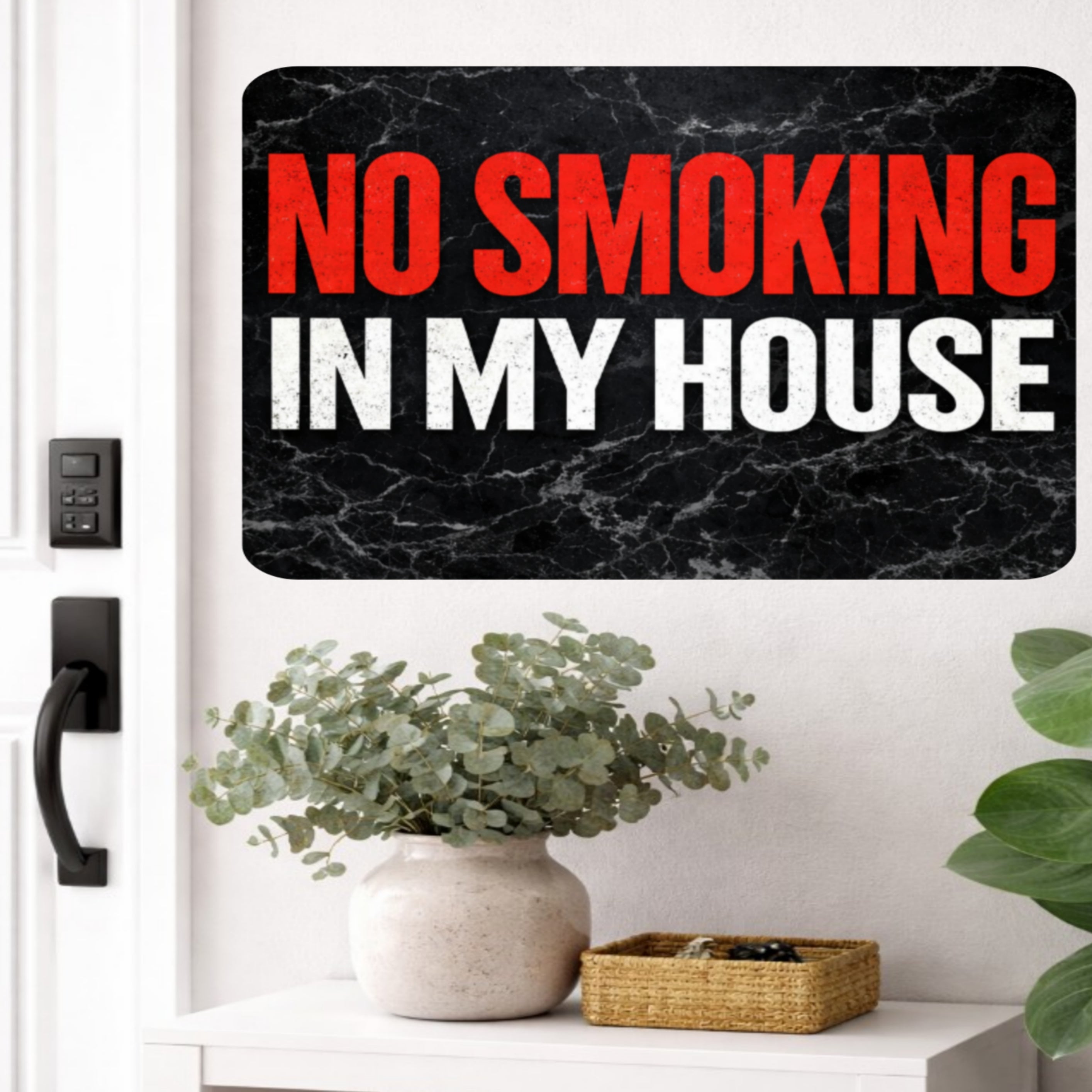 No Smoking In My House Sign – Bold Home No Smoking Wall Decor, Modern Door Sign, Laminated House Rules Sign 6x9in 19x13in