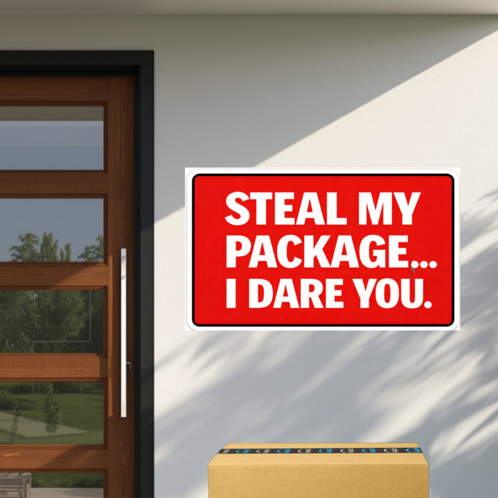 Steal My Package I Dare You Sign Funny Porch Pirate Warning Sign Red Security Sign Outdoor Decor 6x9in 12x12in Laminated Weather Resistant