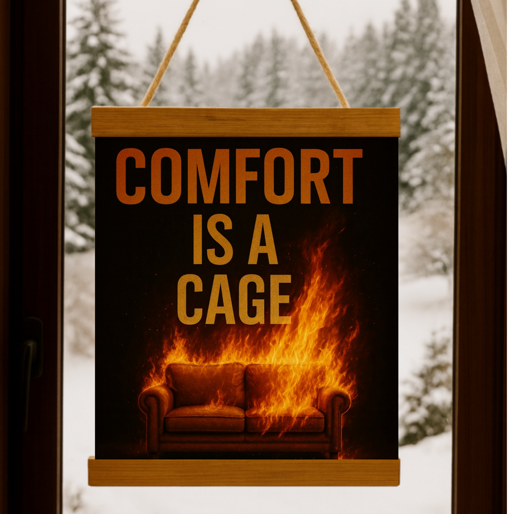 Comfort Is a Cage Motivational Wall Art – Discipline & Growth Mindset Sign | Office or Gym Decor