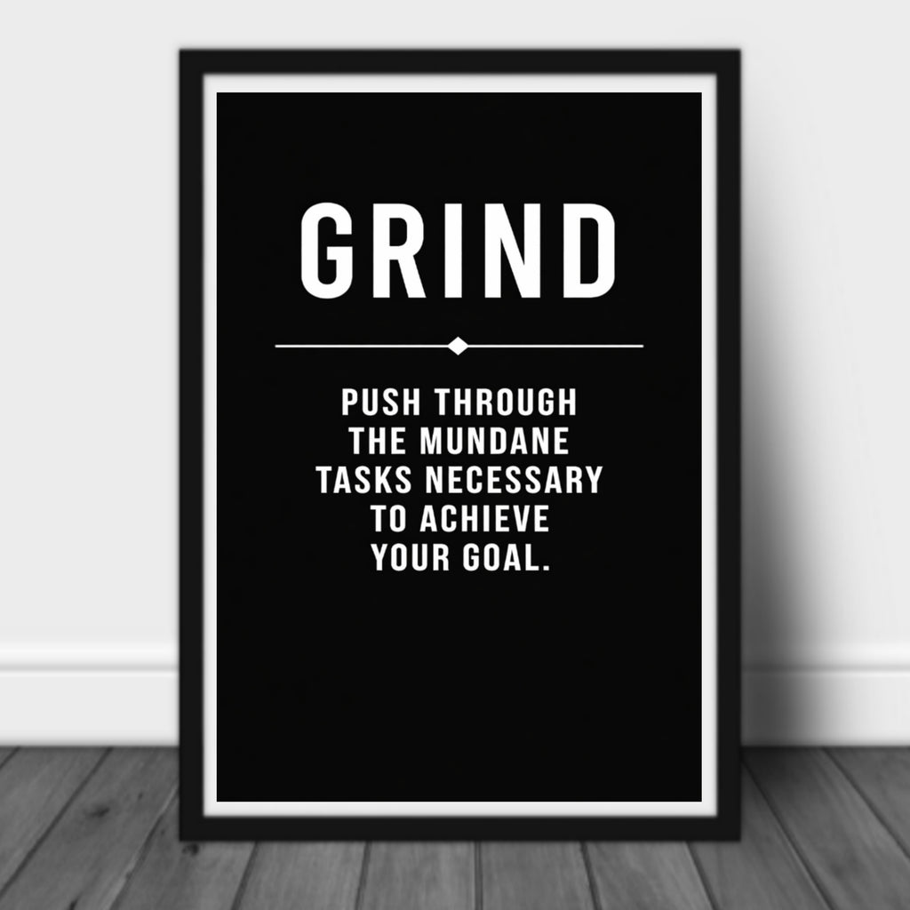 Hustle Success Grind Wall Art Set Motivational Posters Black Office Decor Entrepreneur Mindset Prints 13x19  Laminated