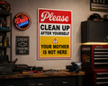 Funny Bathroom Sign Laminated 13x19 | Please Clean Up After Yourself Sign | Restroom Wall Decor | Funny House Rules Sign