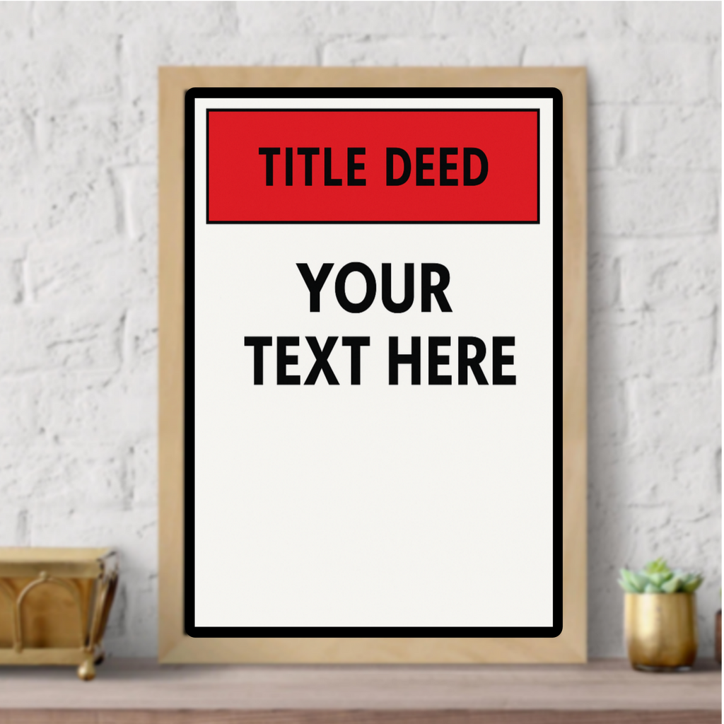 Custom Title Deed Sign Personalized Warning Sign Property Sign 13x19 Laminated Custom Text Sign Home Security Decor