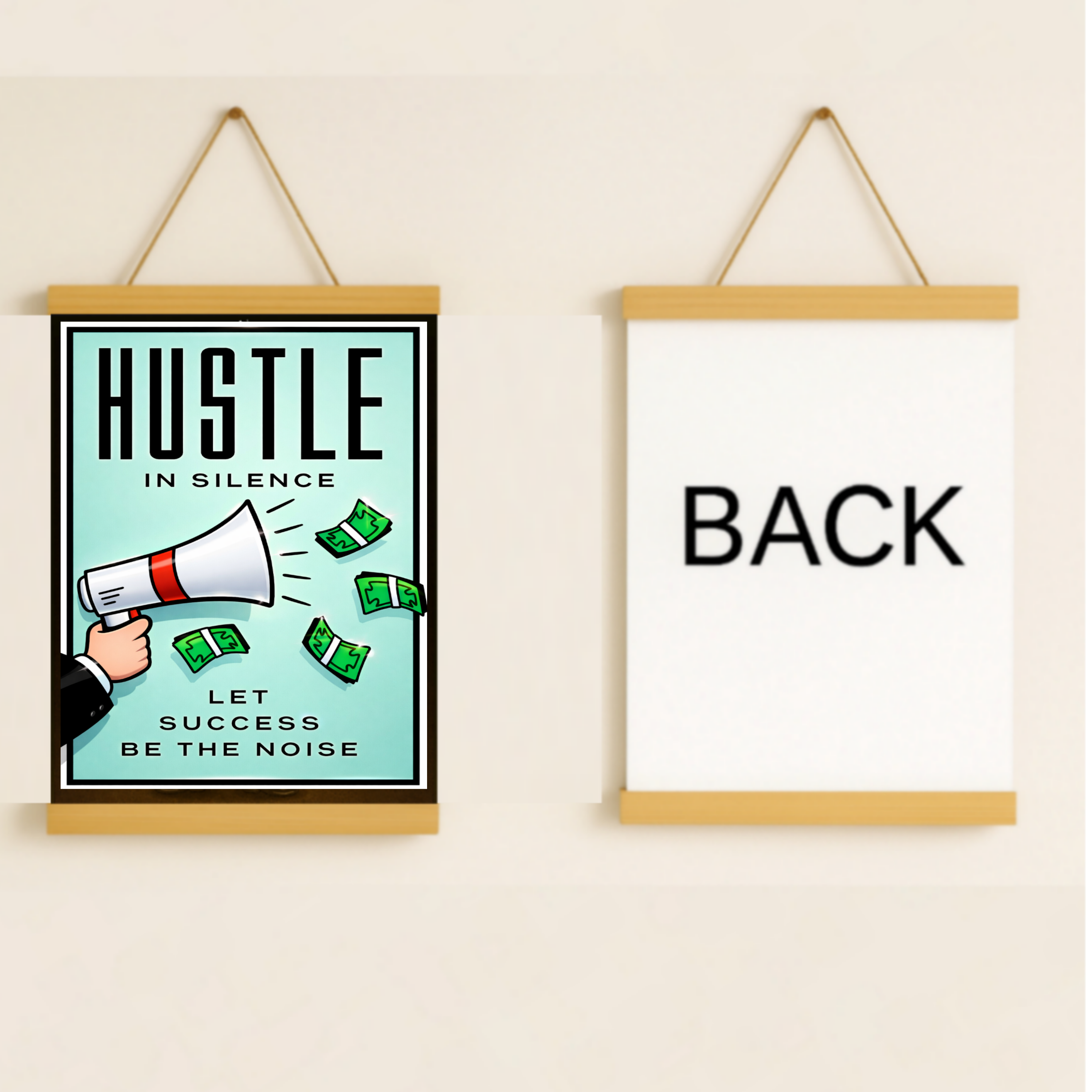 Hustle In Silence Let Success Be The Noise Poster – 13x19 Laminated Motivational Wall Art