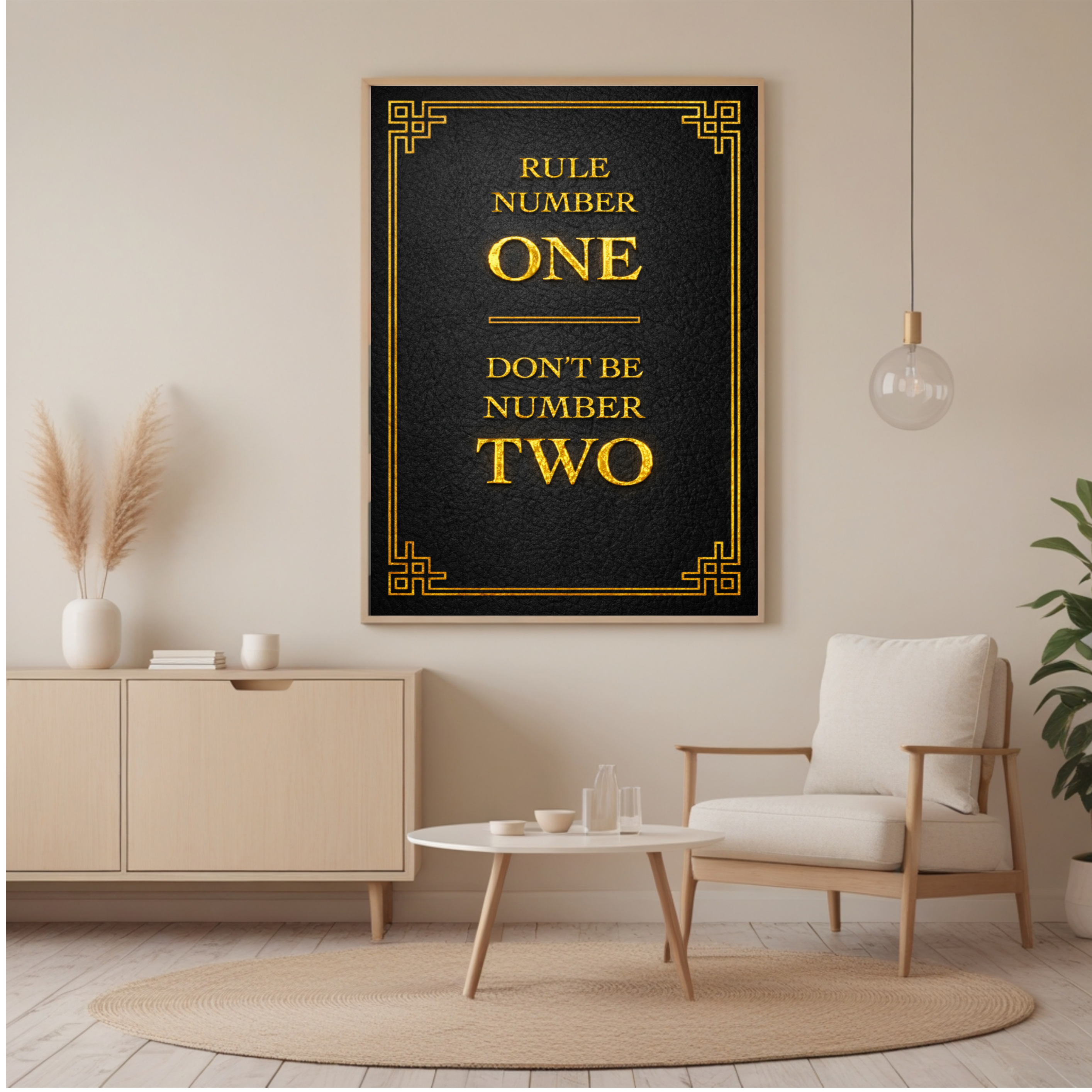 Rule Number One Don’t Be Number Two Luxury Gold Wall Art – 13x19 Laminated Motivational Poster Print