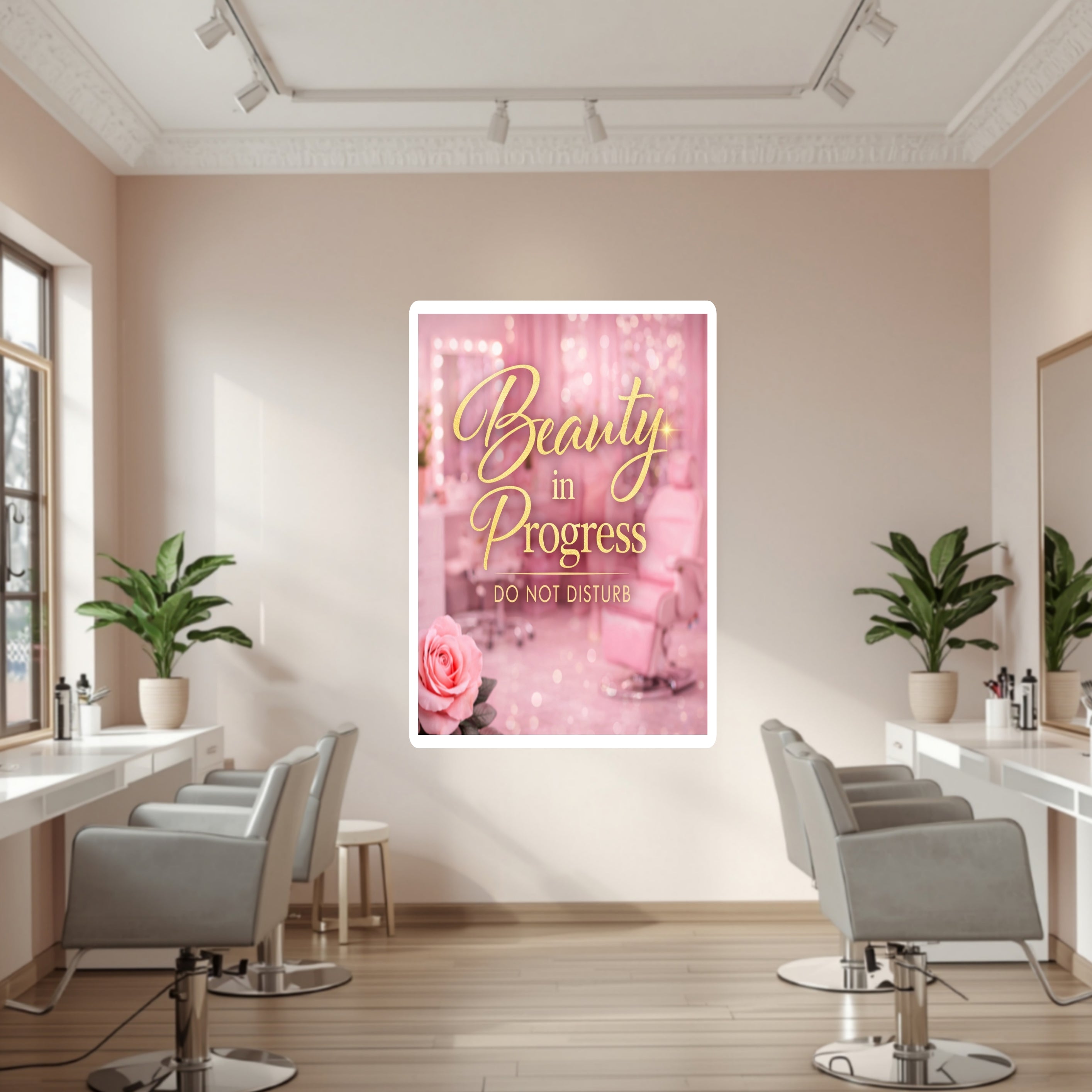 Beauty In Progress Sign Do Not Disturb Salon Decor 13x19 Laminated Spa Wall Art Beauty Room Sign Feminine Decor