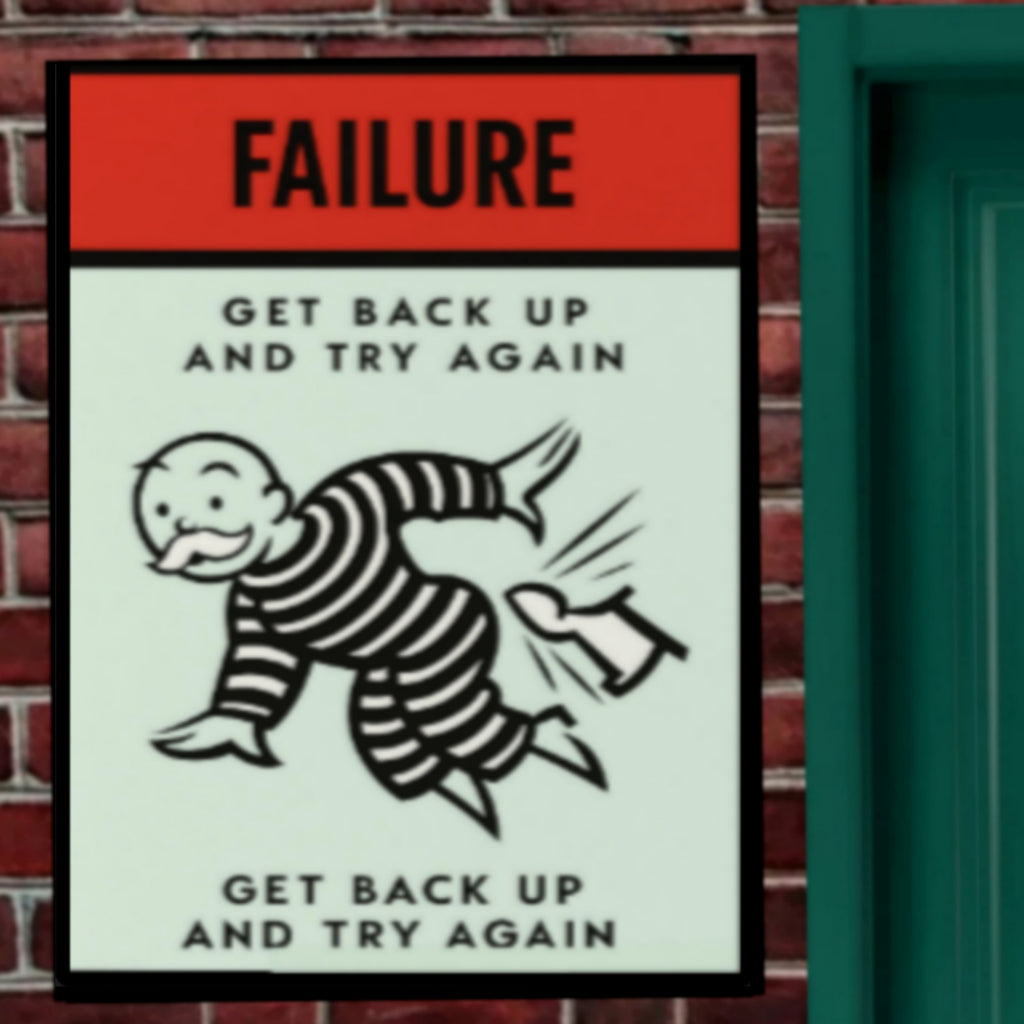 Failure Motivational Poster – Get Back Up and Try Again | Growth Mindset Wall Art 13x19in