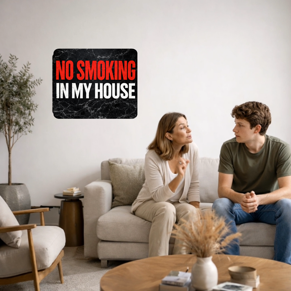 No Smoking In My House Sign – Bold Home No Smoking Wall Decor, Modern Door Sign, Laminated House Rules Sign 6x9in 19x13in