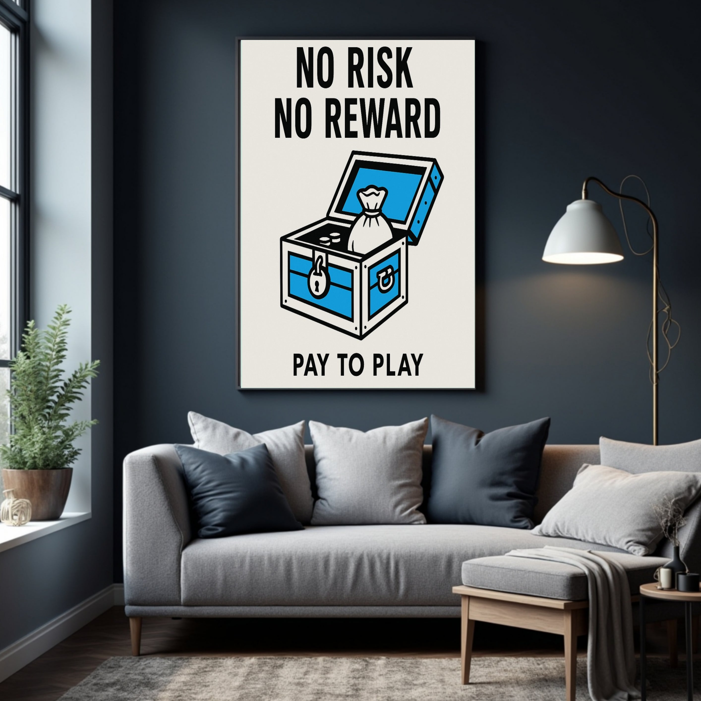 No Risk No Reward Motivational Poster – Entrepreneur Mindset Wall Art | 13x19 Laminated Print