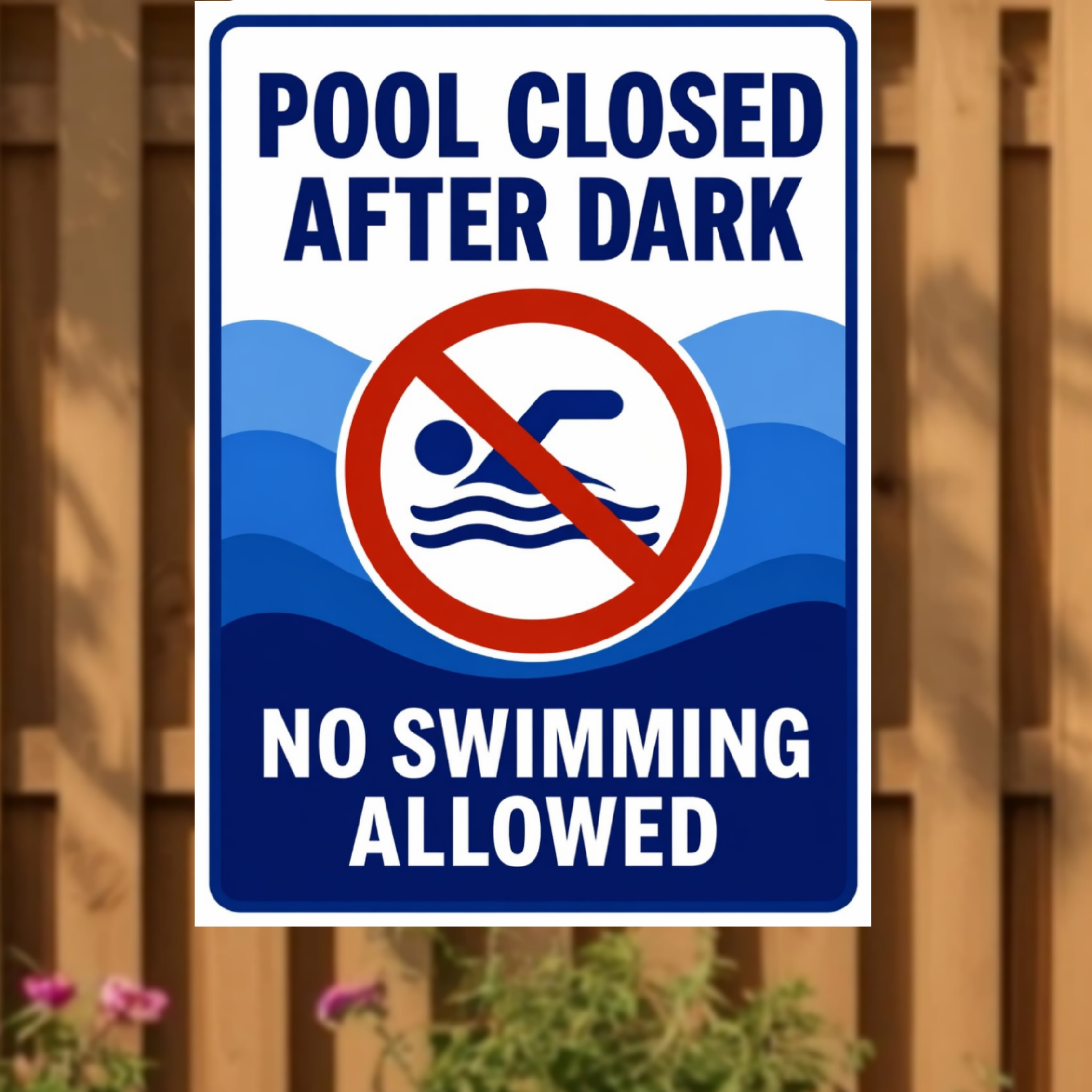 Pool Closed After Dark No Swimming Allowed Sign 13x19 Laminated Pool Rules Decor Backyard Pool Safety Sign