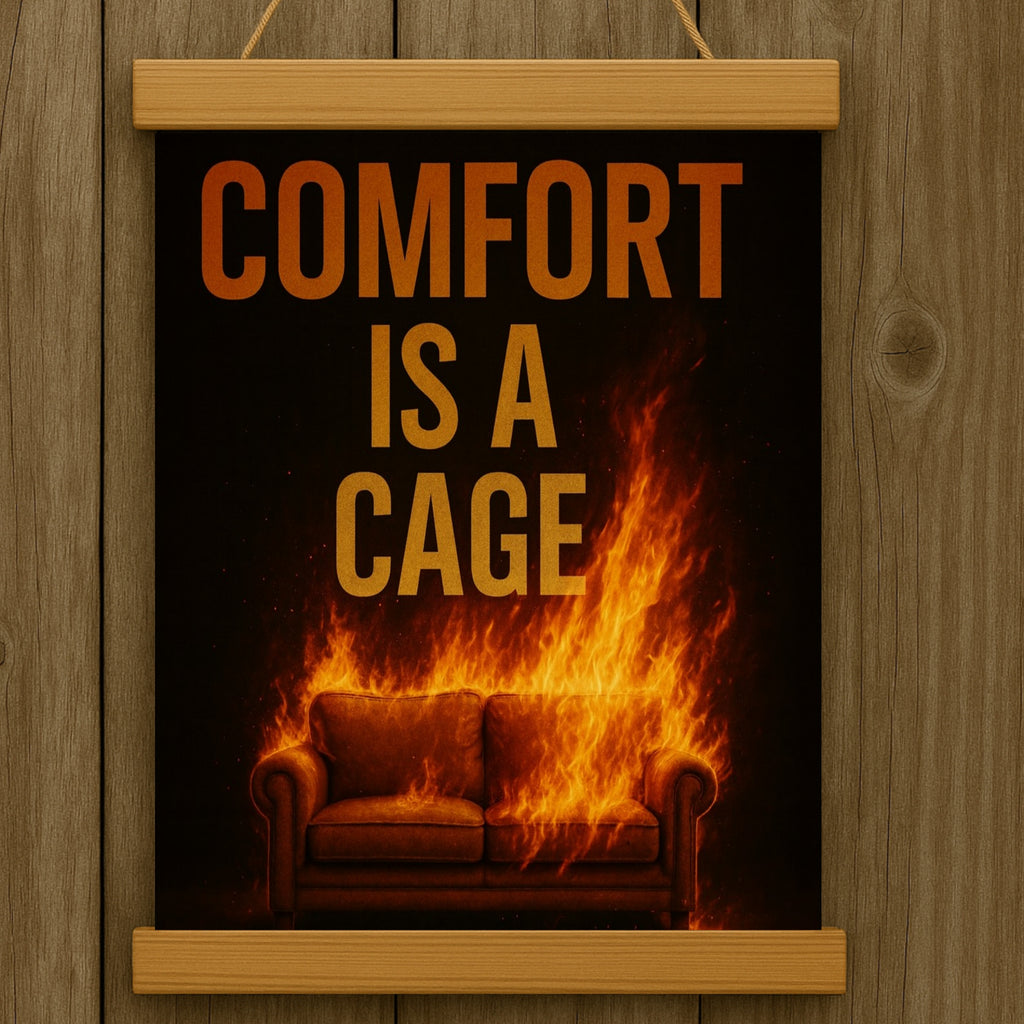 Comfort Is a Cage Motivational Wall Art – Discipline & Growth Mindset Sign | Office or Gym Decor