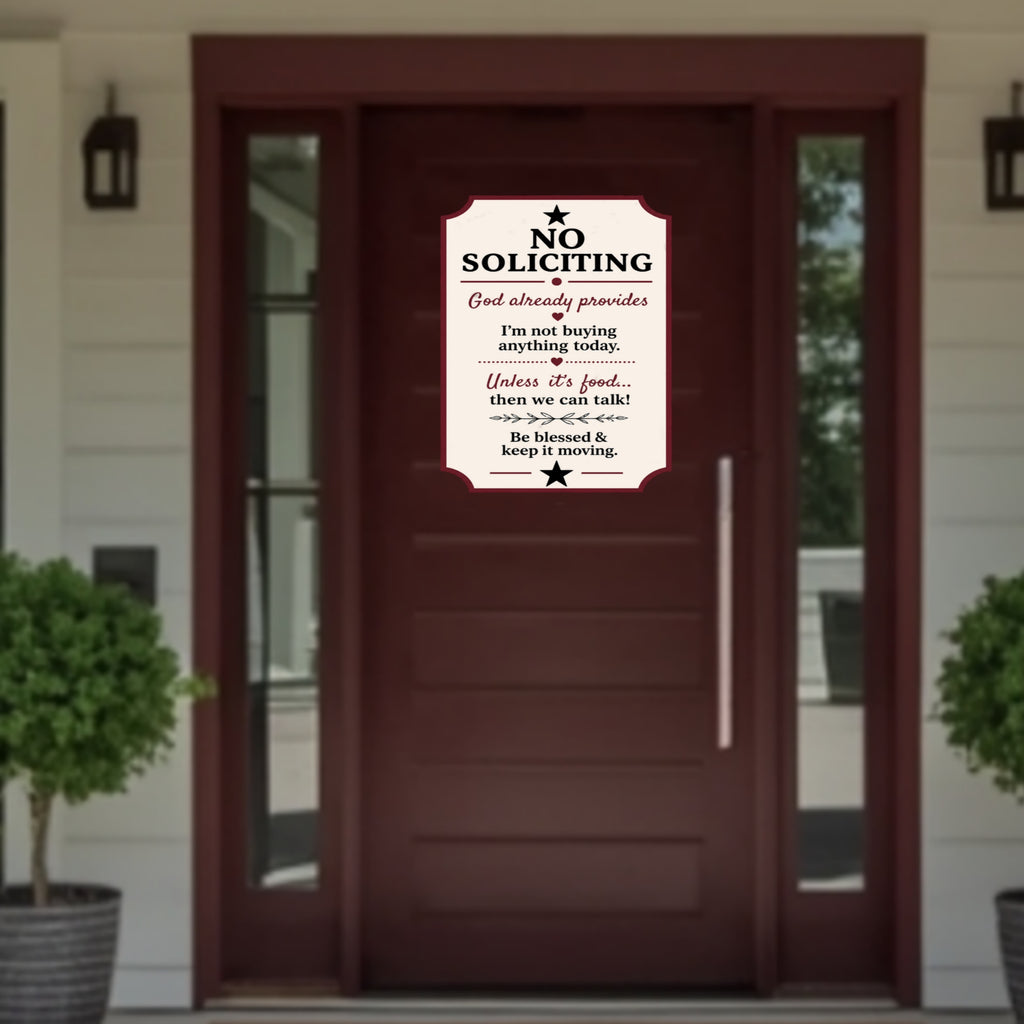 No Soliciting Wooden Sign | Funny Christian Door Decor | Handcrafted Weather Sealed Wall Sign