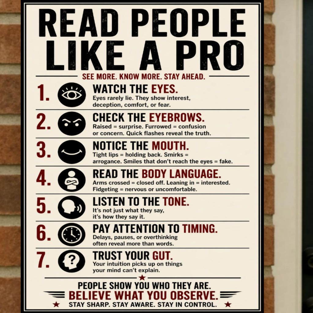 Read People Like A Pro Sign 13x19 Laminated Educational Poster Body Language Psychology Wall Art Self Awareness Mindset Sign